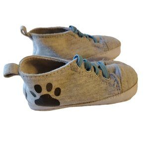 Bon Bebe Gray With Puppy Print Lace Newborn Shoes